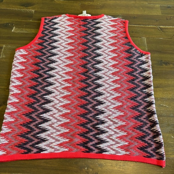 Vica Moda Italy Vintage Top Knit Sleeveless Tank Funny Pattern Red Art To Wear M - Picture 8 of 9